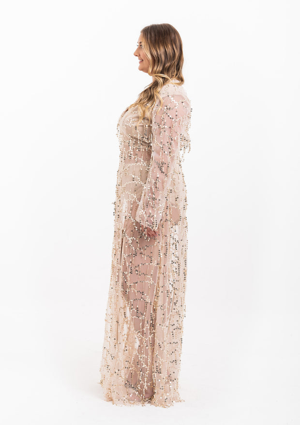 Gold Sequin Sheer Maxi Dress Runway Regime Gold Sequin Sheer Maxi Dress Runway Regime