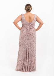 Layla Hand Beaded Gown Vintage Pink