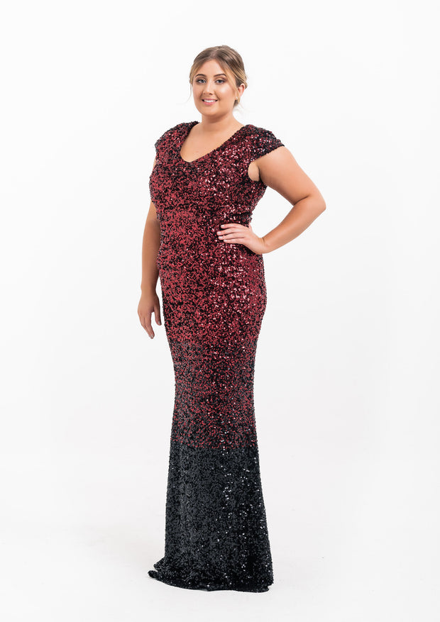 plus size ombre sequin dress Primavera Couture 14025 Curvy Cocktail Dress Ombre Sequin Embellished Spaghetti Strap Open Tie Back Curvy Short Homecoming Cocktail Dress 18w /