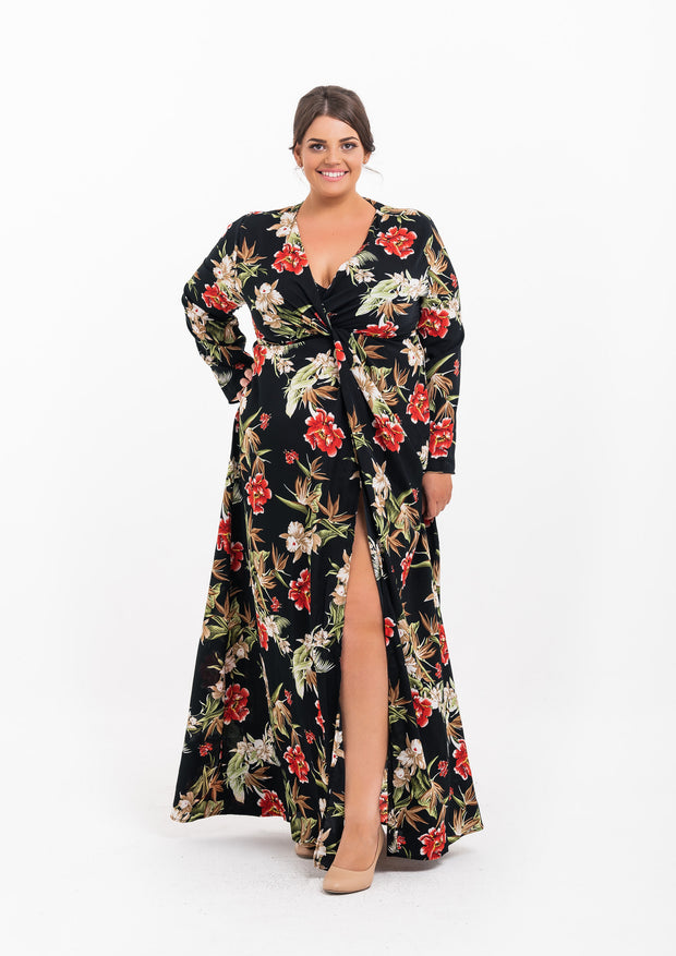 Floral Twist Front Maxi Dress