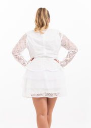 Lace Long Sleeve Tiered Skater Dress