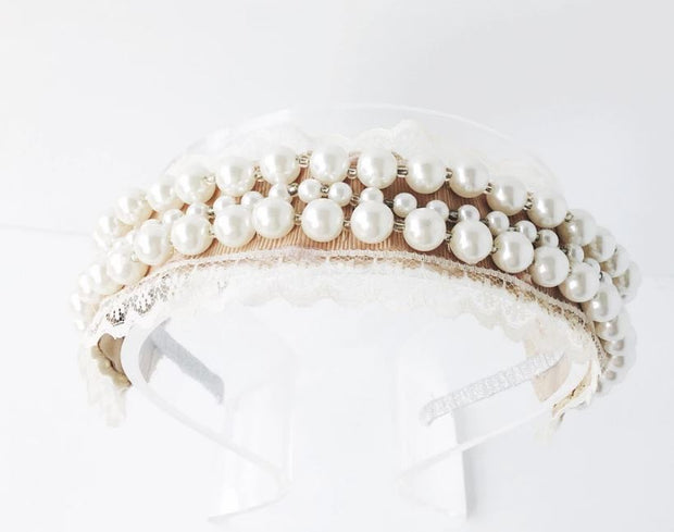 Fascinator Pretty in Pearls - Pearl and lace headband