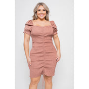 P018 Floral Smocked Ruched Dress - OWN IT NOW
